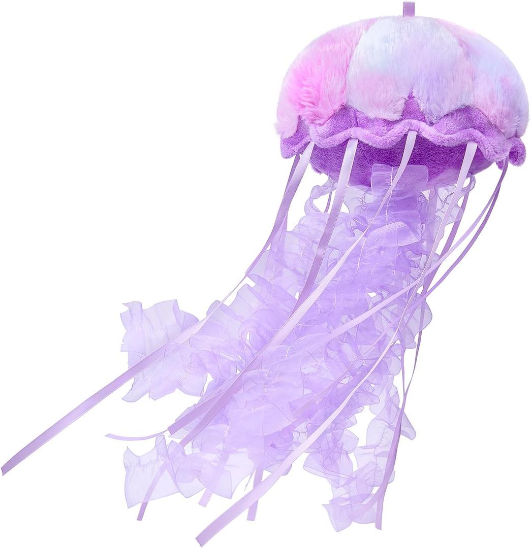 Realistic Jellyfish Stuffed Animal, Cute Plush Toy for Birthday Room Decor, Sea Animal Collection Gift for Boys and Girls (Bright Purple)