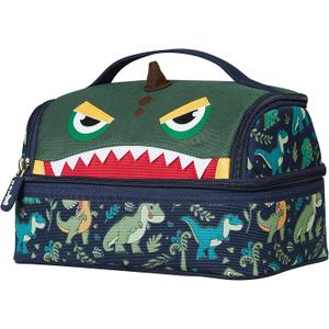 NOHOO Kids Insulated Lunch Bag Small Cute Reusable Green Dinosaur Food Box for Boys Girls Toddler Preppy School Kindergarten Daycare Use