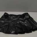 WDIRARA Women's PU Leather High Waist Skirt Heart Print Cut Out Pleated Stretchy Mini Party Skirt Size S