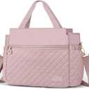 printe Lunch Bag for Women, Leakproof Insulated Lunch Bag Lunch Box for Adults Work, Large Lunch Tote Bag With Removable Shoulder Strap Quilted, Cooler Bag for Picnic Beach Travel Camping, Pink