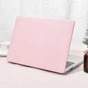 Seorsok Compatible with MacBook Air 13.6 inch Case 2022-2024 2025 A3240 M4 A2681 M2 A3113 M3 Touch ID,Elegant Leather Plastic Hard Case with Transparent Keyboard Cover,Pink Woven No Logo Cutout