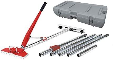 ROBERTS 10-254 23-1/2 Foot Power-Lok Carpet Stretcher Kit with 17 Locking Positions and 18 Inch Tail Block with Wheels, Including Wheeled Carrying Case , Red