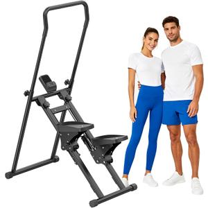 3-Level Adjustable Cardio Stair Stepper for Home, Folding Vertical Stair Stepper with Non-Slip Pedals & LCD Monitor, Portable Stair Stepper with Resistance & Handlebar, Supports 350 LBS, Unisex