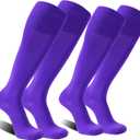 FOOTPLUS Baseball Softball Socks,Unisex Over Knee High Solid Sports Rugby Summer Soccer Camps Socks (Purple, S)