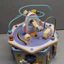 Large Wooden Space Activity Cube Toys, 9-in-1 Early Educational Montessori Learning Toys for 2 3 4 Toddlers with Abacus Bead Maze for 24+ Months Boys Girls First Birthday