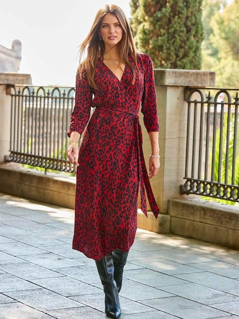 Red Leopard Printed Dress XL