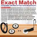 NED4600YQ1 NED4700YQ1 Dryer Roller Repair Kit, Fit for Ama-na Models NED4600YQ2 NED4655EW1 NED4600YQ0 NED4655EW0 NED4500TQ0 NED4800VQ0 with 341241 Dryer Belt, 349241t Drum Roller, 691366 Idler Pulley