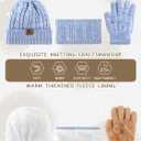 Kids Winter Hat Gloves Scarf Set Toddler Winter Beanie with Pom Knit Neck Warmer Fleece Lined Gloves for Boys Girls (2-8 Years, Blue Mix)