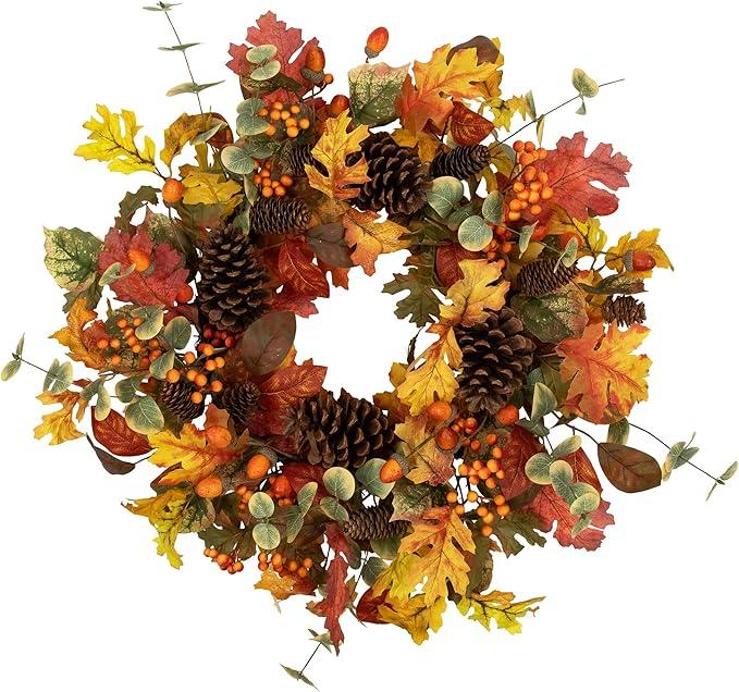 Berries and Pinecones Artificial Fall Harvest Wreath - 26" - Unlit Berries and Pinecones Artificial Fall Harvest Wreath - 26" - Unlit