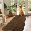 Large Dog Door Mat for Muddy Paws, 24x59 Absorbent Dirt Trapper Long Door Mat, Non-Slip Washable Mud Mat for Dogs, Polyester Microfiber Soft Pet Rug Mat for Entryway, Mud Dog Paws, Patio ( Brown)