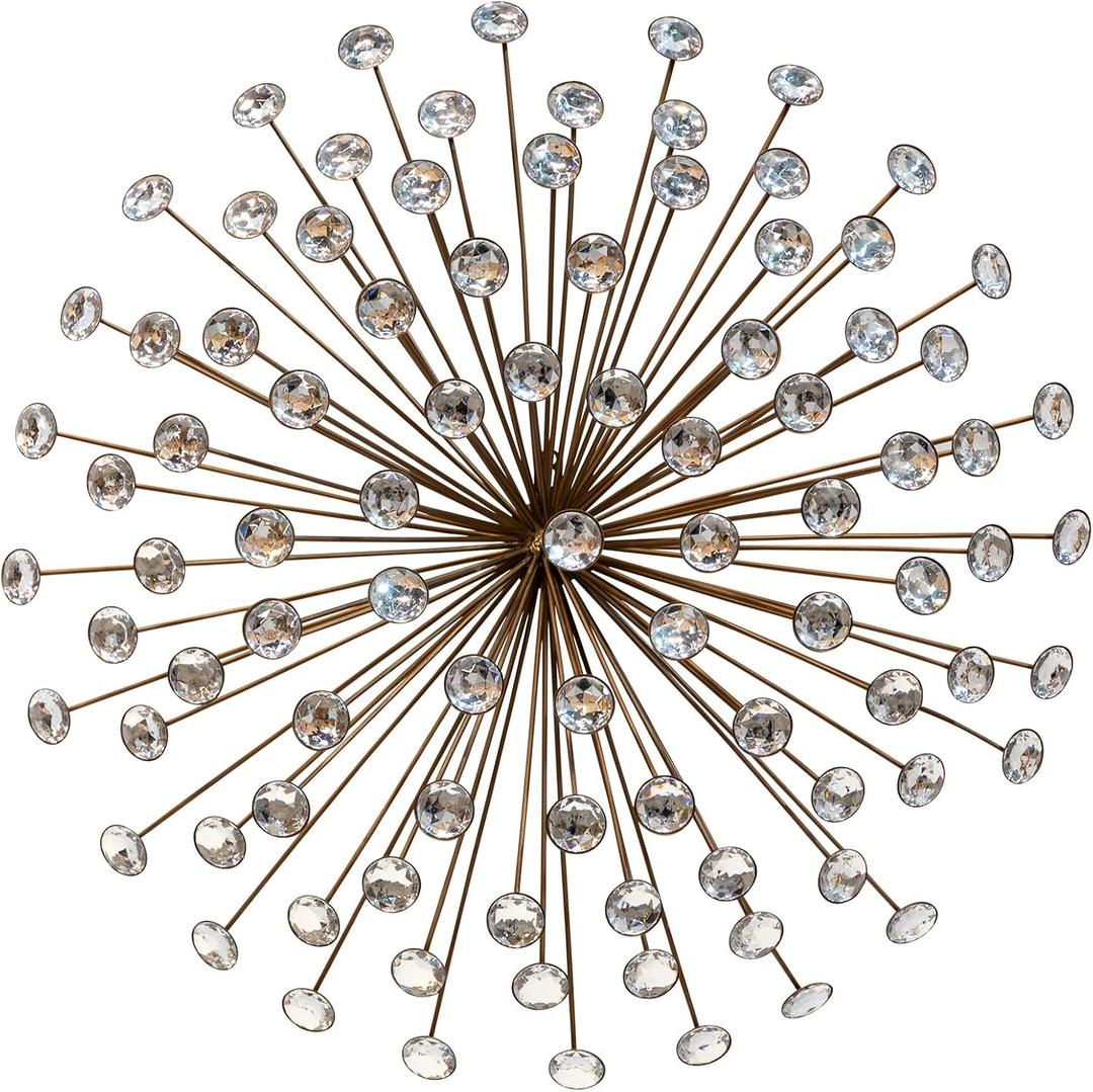 Stratton Home Decor Bronze Acrylic Burst | Metal and Acrylic Art Deco Wall Art | Easy to Mount Sunburst Wall Decor with a Bronze Finish | Mid Century Modern Wall Decor for Any Room | 24x1.5x24