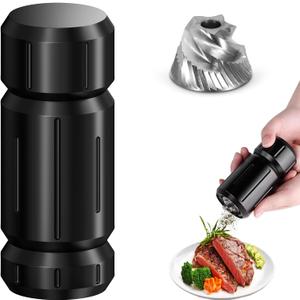 WhiteRhino Pepper Grinder Mill,Heavy Duty High Output Aluminum Pepper Grinder Refillable,Spice Salt Grinder with Bottom Magnet Design,Stainless Steel Burrs&Adjustable Coarseness Gift Set (Black)