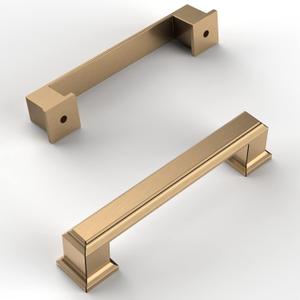Amerdeco 10 Pack Champagne Bronze Cabinet Pulls 3-3/4 Inch(96mm) Hole Center Cabinet Hardware Kitchen Cabinet Handles for Bathroom Drawer Pulls Dresser Pulls ZH0001