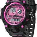 findtime Women's Sport Watch Digital Waterproof Watches Military Watches Analog Outdoor Wrist Watch LED Luminous Alarm Stopwatch Dual Time Wristwatch (purple)