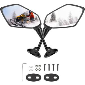 KEMIMOTO Snowmobile Side Mirrors Hood Mounted Rear View Mirror Clear Snowmobile Rearview Mirrors Compatible with Polaris Ski-Doo Arctic Cat Accessories
