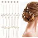 18 Pieces Gold Wedding Hair Pins 3 Styles Prom Pearl Rhinestone Hair Pins Crystal Flower Hair Clips, Handmade Pearl Hairpieces Jewelry Accessories for Bride Bridesmaids