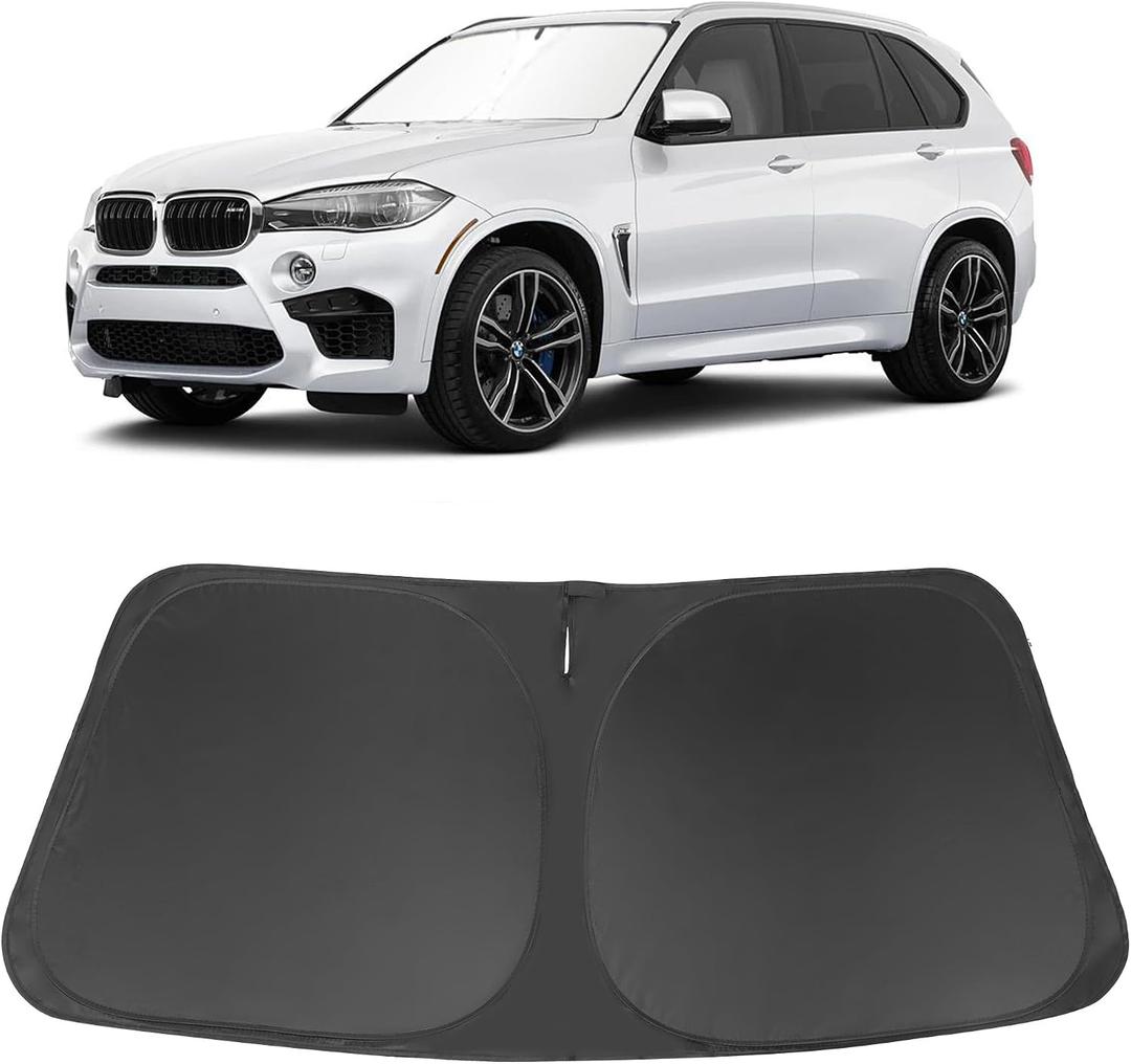 Windshield Sun Shade Custom Fit for 2014 2015 2016 2017 2018 BMW X5 Accessories Foldable Sunshade Sun Blocker Protect Car from Sun Rays & Heat Damage Keep Car Cooler