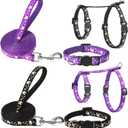 2 Pack Cat Harness and Leash with Collar Set, Escape Proof Cat Harness Adjustable Kitten Harness Glow in The Dark for Small Medium Cats