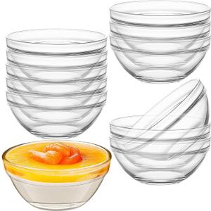 Small Glass Bowls, 9 Pcs Glass Mixing Bowls Stackable Ingredient Dish For Spices Dipping Sauces Ice Cream Toppings Dessert Snack Candy Nuts (4.92 Inch,5Oz)
