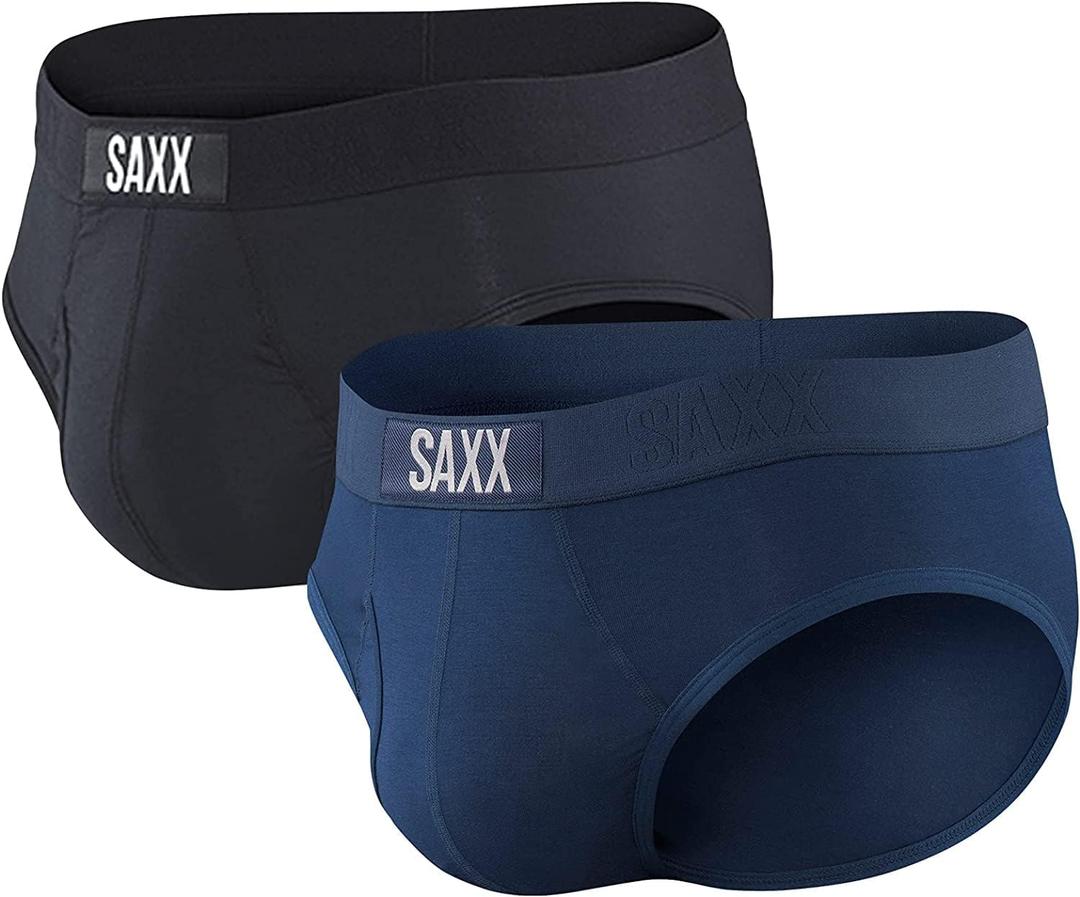 SAXX Underwear Co. Men's Underwear with Pouch Ultra Super Soft Brief Fly 2Pk (Blue)