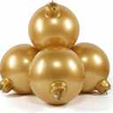 Jetec 4 in 1 17.7 Inch Giant Inflatable Christmas Ball PVC Christmas Ornaments Ball Connected and Fixed Outdoor Indoor Decorations Xmas Blow up Ball for Yard Lawn Holiday (Gold)