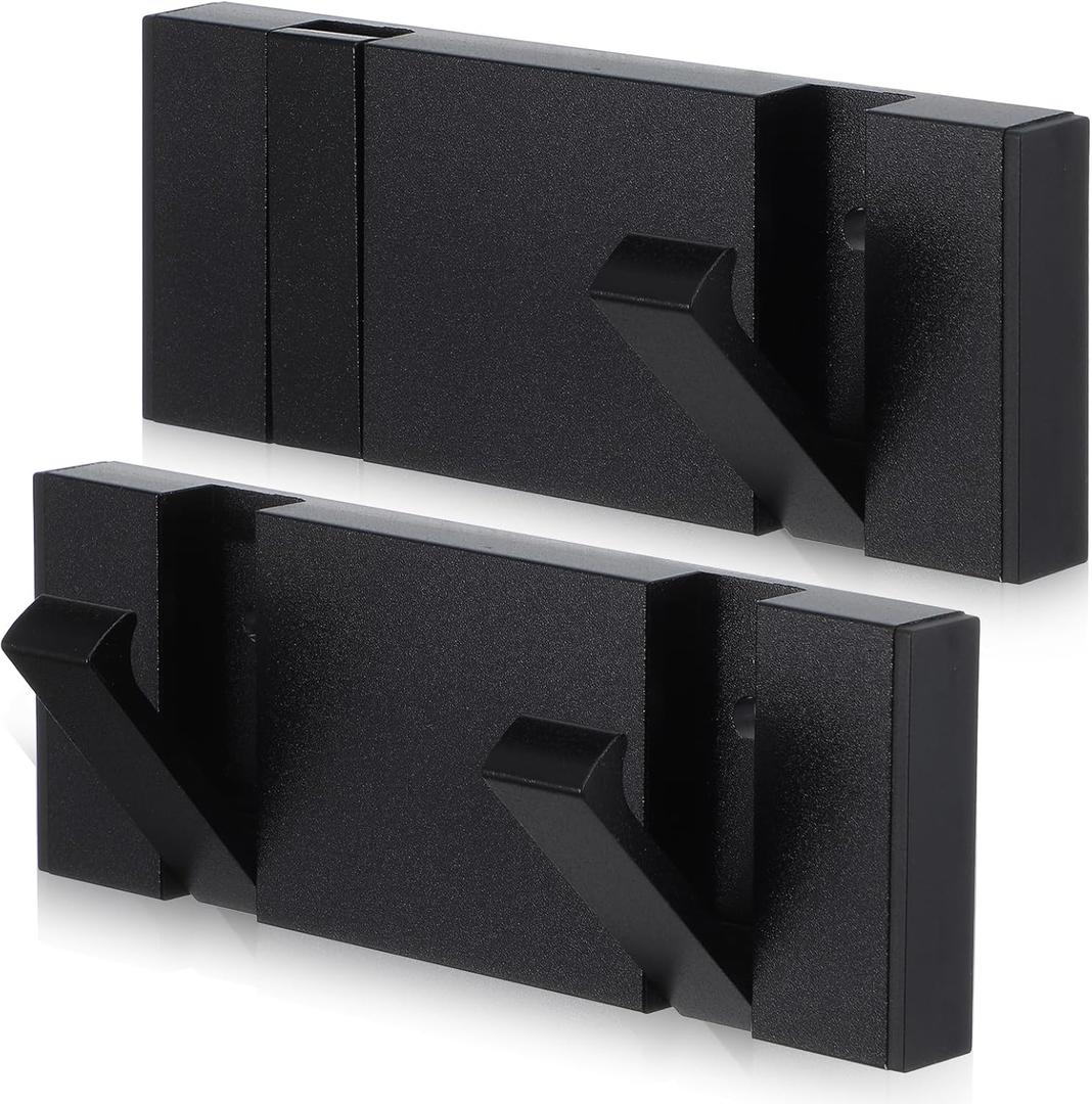 2 Pack Modern Waterproof Black Wall Hooks, Foldable Heavy Duty Towel Coat Hooks for Bathroom Kitchen Balcony, Space Saving Hideaway Design with Free Perforated Installation