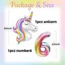 Unicorn Birthday Party Decorations for Girls,6th Birthday Party Balloon Set with Happy Birthday Banner,Foil Balloons Large Unicorn Balloons and Heart and Star Baby Shower Party Supplie (Number 6)