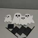 Halloween Standing Table Decor Ghost Wooden Signs Halloween Tiered Tray Decorations Ghost Table Centerpiece Tall Block Sign for Halloween Party Home Room Decor, 4 Pcs