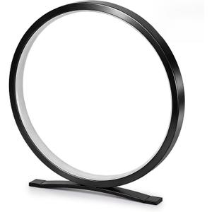 Modern Circle Table Lamp, Dimmable LED Nightstand Lamp with On/Off Switch, 3 Color Temperatures, Minimalist Desk Lamp for Bedroom, Living Room, Office, Home Decor (Black)
