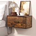 Floating Nightstand Shelf with Drawer, Bedside Shelf Wall Mounted Nightstand, Floating Bed Side Table/Night Stand with Drawer, Wall Shelves for Bedroom, Rustic Wood