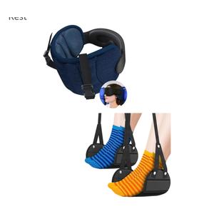 Travel Pillows and Airplane Foot Hammock for Long Flight, Travel Essentials, 360° Support Headrest, Stop Bobblehead, Foot Rest