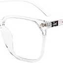 GUDVUE Oversized Blue Light Glasses, Computer Reading/Gaming/Phones Glasses, Anti Glare/UV400/Eye Strain, Large Square Frame