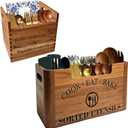 2-in-1 Acacia Wood Kitchen Utensil Holder with Removable Caddy