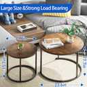aboxoo Coffee Table Nesting Round Table Set of 2 Side Table with Sturdy Metal Frame for Living Room Bedroom Apartment Modern Industrial Simple Nightstand,Rustic Brown, 23.6 x 23.6 x 17.7 inches