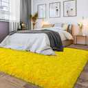 Soft Shag Rugs for Bedroom, 4x6 Yellow Fluffy Shaggy Rugs for Living Room Nursery, Luxury Modern Plush Carpet Girls Boys Kids Room Dorm Indoor Home Decor, Upgrade Non-Slip