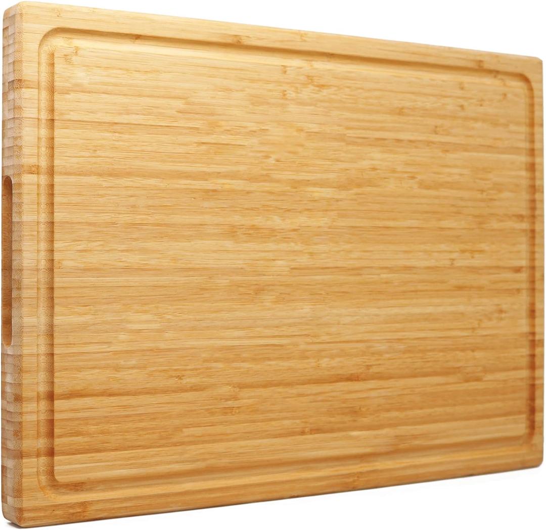 Extra Large XXXL Bamboo Cutting Board 24 x16 Inch, Largest Wooden Butcher Block for Turkey, Meat, Vegetables, BBQ, Over the Sink Chopping Board with Handle and Juice Groove, Thickness 1.25"