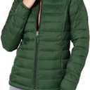 Essentials Womens Lightweight Long-Sleeve Water-Resistant Packable Puffer Jacket Small, Dark Green 