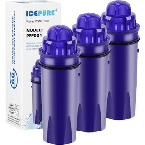 ICEPURE PPF001 Pitcher Water Filter Replacement for Pur CRF950Z, PPF951K, PPT700W, CR-1100C, DS-1800Z, CR-6000C, PPT711W, PPT711, PPT710W, PPT111W, PPT111R Pitchers and Dispensers,3PACK