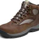NORTIV 8 Steel Toe Work Boots for Men Waterproof Slip Resistant Safety Construction Boots (10.5, Brown)