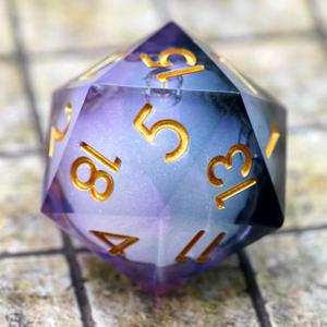 Liquid Core Giant 50mm Dice,Sharp Edge Handmade Dungeons and Dragons Dice with Gift Box.Jumbo 50mm RPG Polyhedral D20 for Role Playing Game(Black Purple Liquid-1)