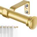 TONIAL Curtain Rod 32 to 58 Inch, Telescoping Splicing 3/4 Drapery Rods for Windows Decorative Single Rod with Small Cap End, Antique Gold