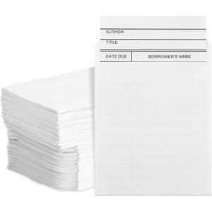 100 Pack Library Card Pockets Self Adhesive for Book Checkouts, CDs, DVDs, Classroom Supplies (3.5 x 4.5 in)