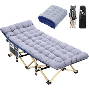 Sportneer Cots for Sleeping, Camping Cots for Adults with Mattress Max Load 450 LBS Heavy Duty Folding Portable Bed with Padded for Camping Tent Office Outdoor Travel Sleep Over 