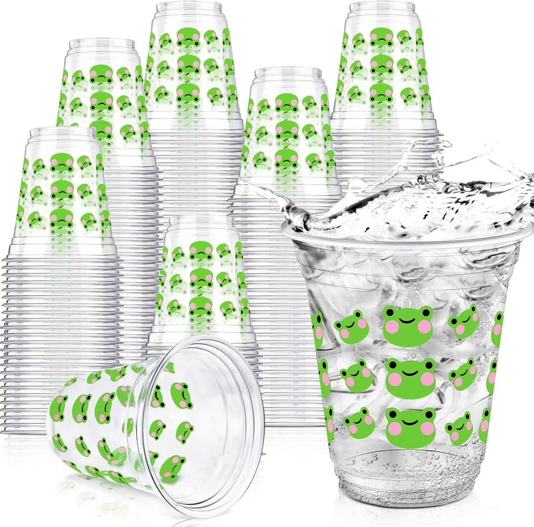 50 Pcs Frog Snack Cups 12 oz Frog Plastic Cups Cute Green Tumbler for Baby Shower Birthday Party Supplies