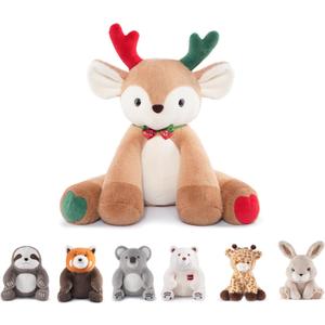 Niuniu Daddy 14" | 3.5 Pound Deer Weighted Stuffed Animals, Heavy Moose Sleeping Plush Toys for Kids Adults, Weighted Beads for Stuffed Animal Body Pillow for Cuddling Gift Birthday Christmas Holiday
