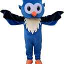 Owl Mascot Costume Halloween Party Blue Owl Costume for Adults