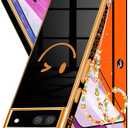 Buleens (3in1 Black Case for Google Pixel 6A 5G Cute Aesthetic Luxury Design Women Girly Cases Girl Gold Plated Pretty Phone Case+Screen Protector+Chain for Pixel 6A