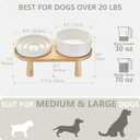 Ceramic Slow Feeder and Water Bowl Set for Medium and Large Dogs, 8.0 Inches Ceramic Dog Bowls Elevated with Wooden Stand, 2.0 Cups Dog Slow Feeder(30oz) and 70oz Water Bowl Set, White