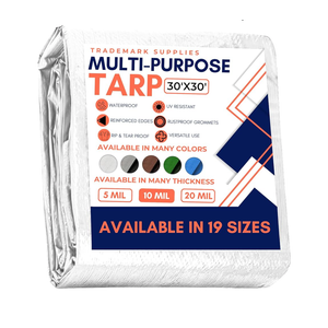 Large Waterproof Tarp - Heavy Duty 10 Mil Thick Poly Tarpaulin Ideal for Canopy Tents, Boats, RV or Pool Covers - Multipurpose Protective Tarps with Grommets for Indoor and Outdoor Use | 25'x45'