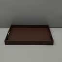 Beautiful Modern Elegant 17.5"x12" Rectangle Classic Brown Faux Leather Decorative Tray Ottoman Coffee Table Perfume Living Room Kitchen Serving Tray with Handles for All Occasion's